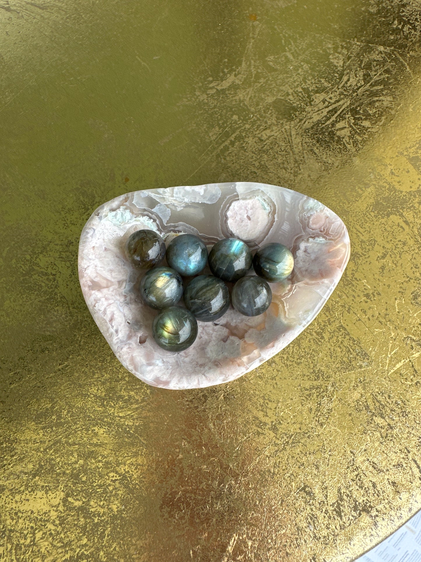 Pink Flower Agate Bowl