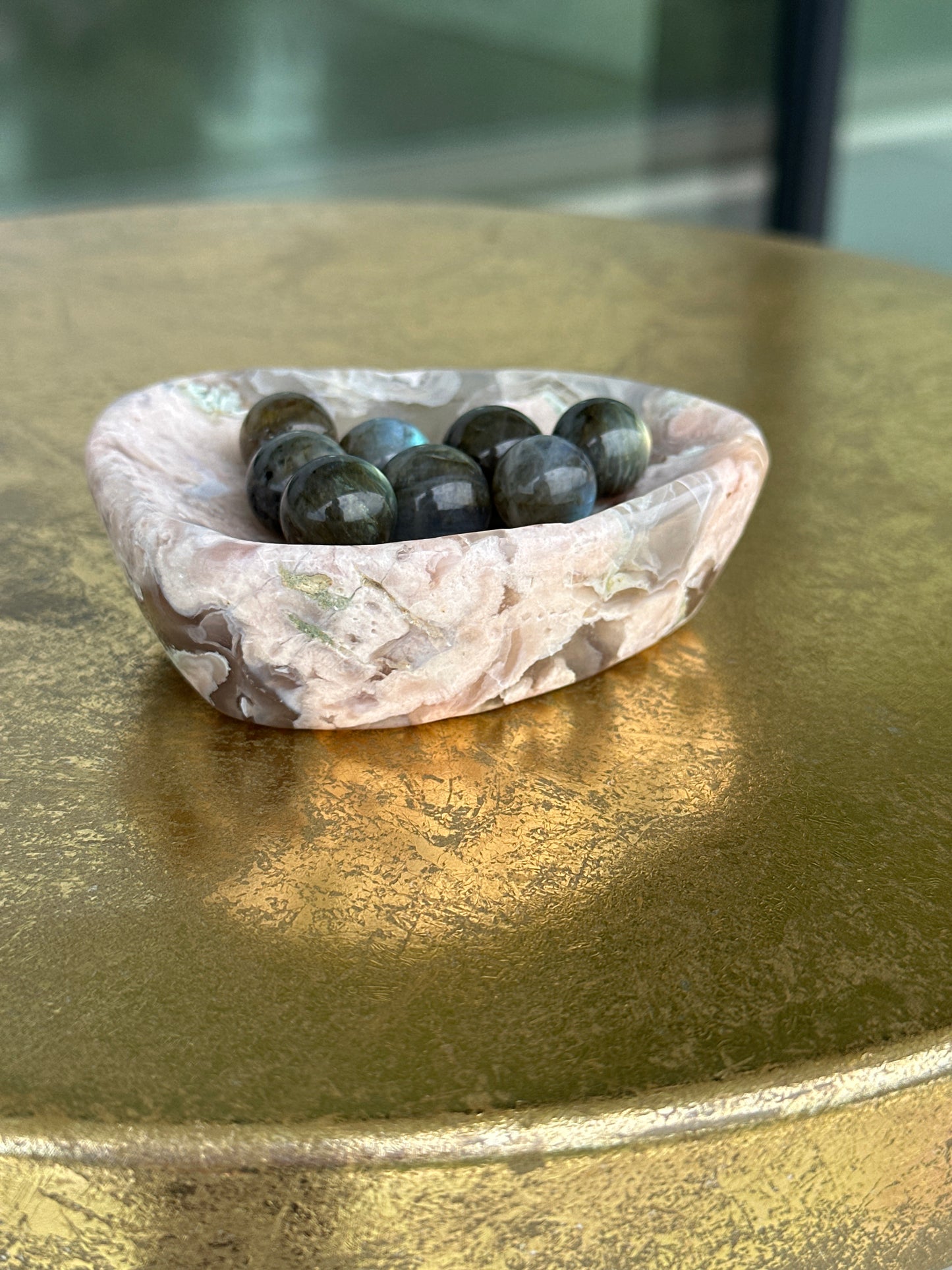 Pink Flower Agate Bowl