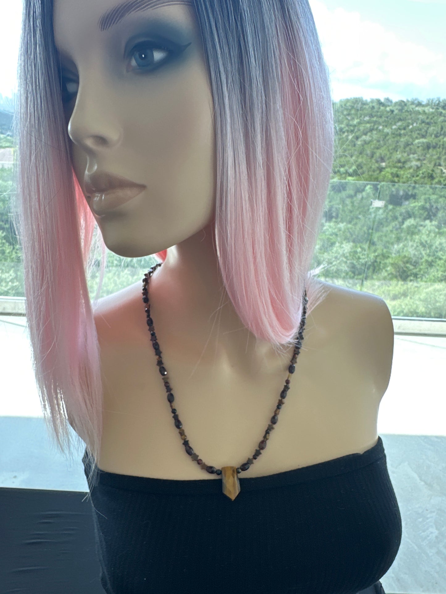 Earth Priestess Necklace With Multi Faceted Tigers Eye Pendant