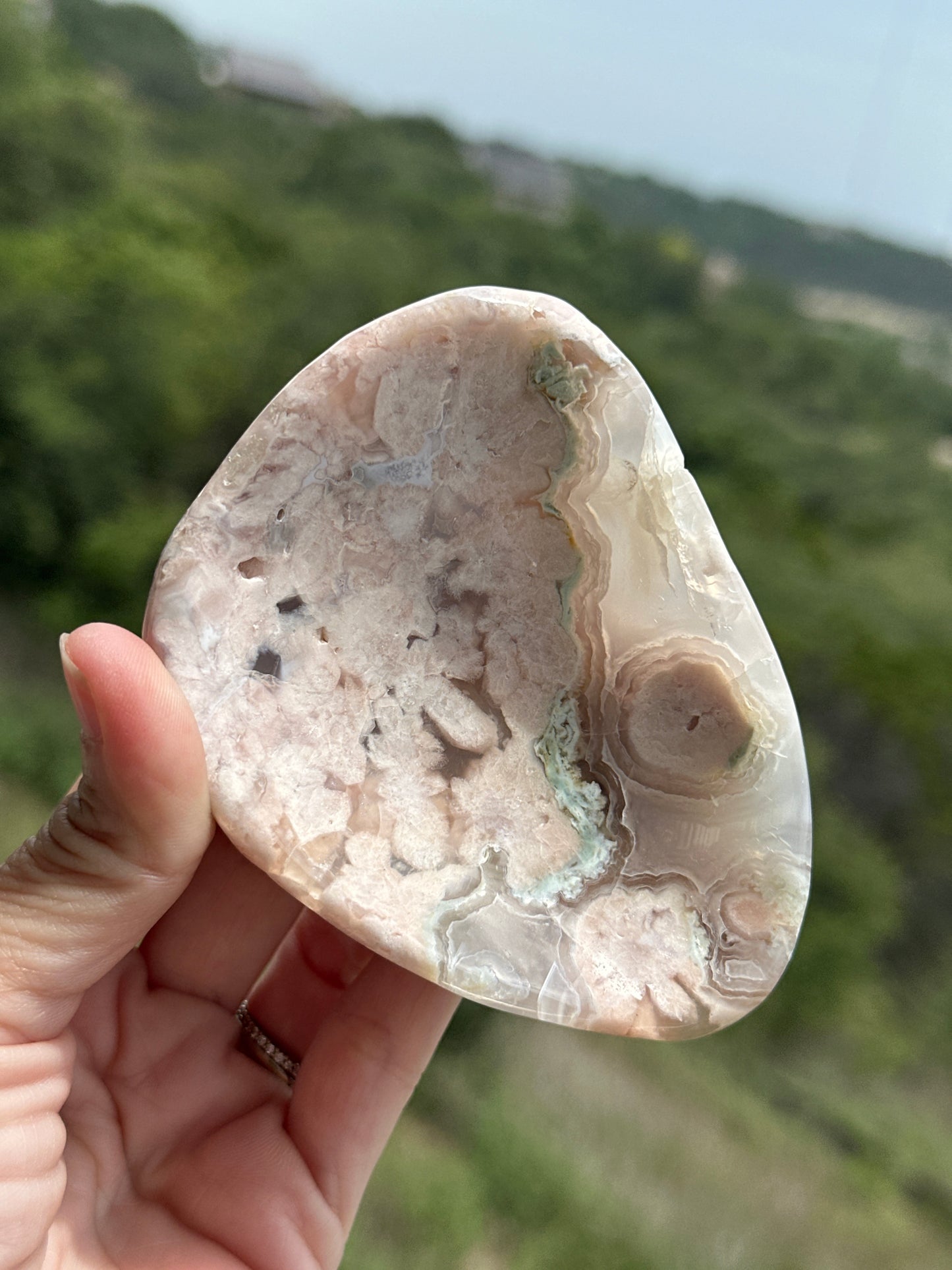 Pink Flower Agate Bowl