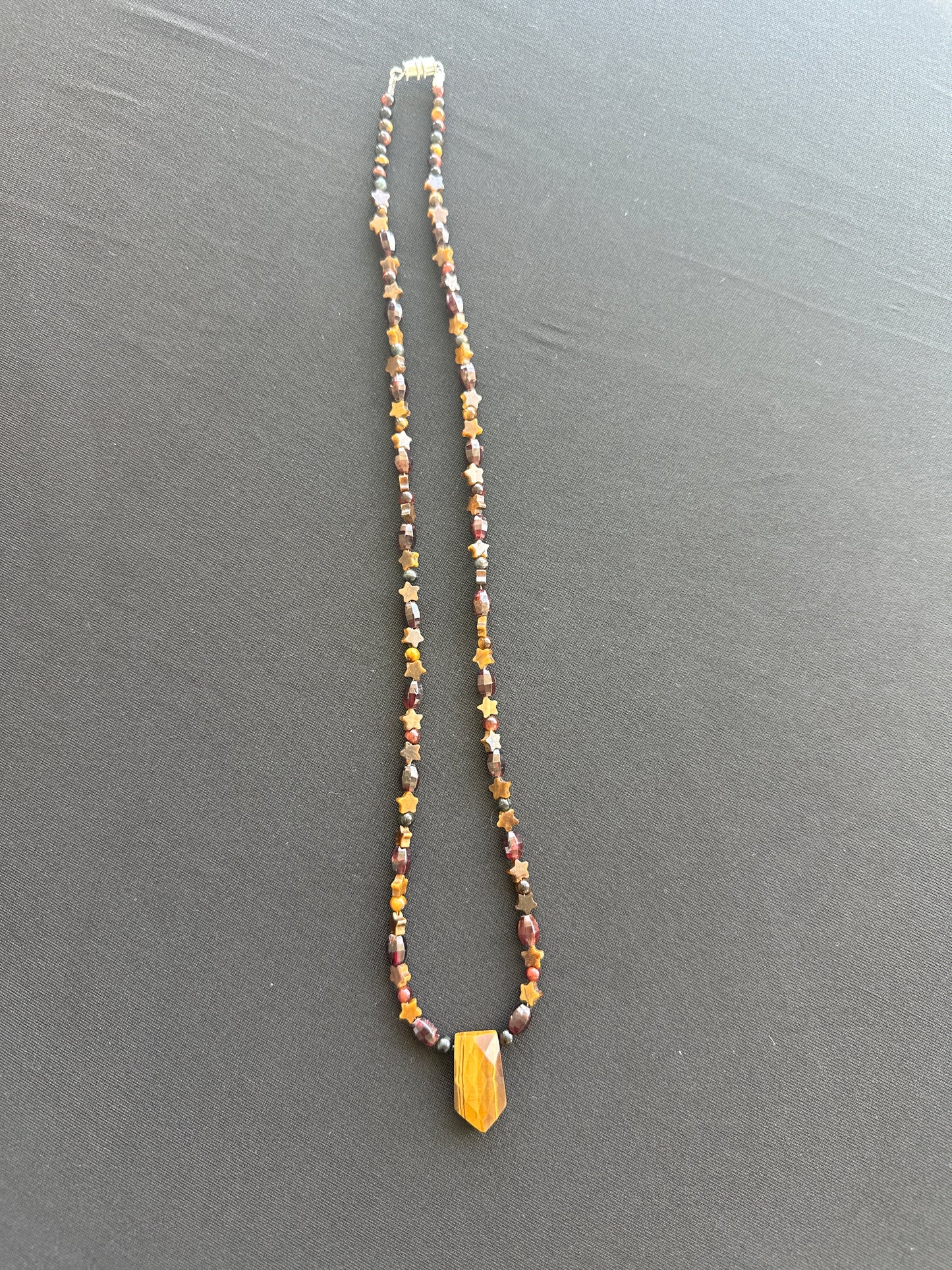 Earth Priestess Necklace With Multi Faceted Tigers Eye Pendant