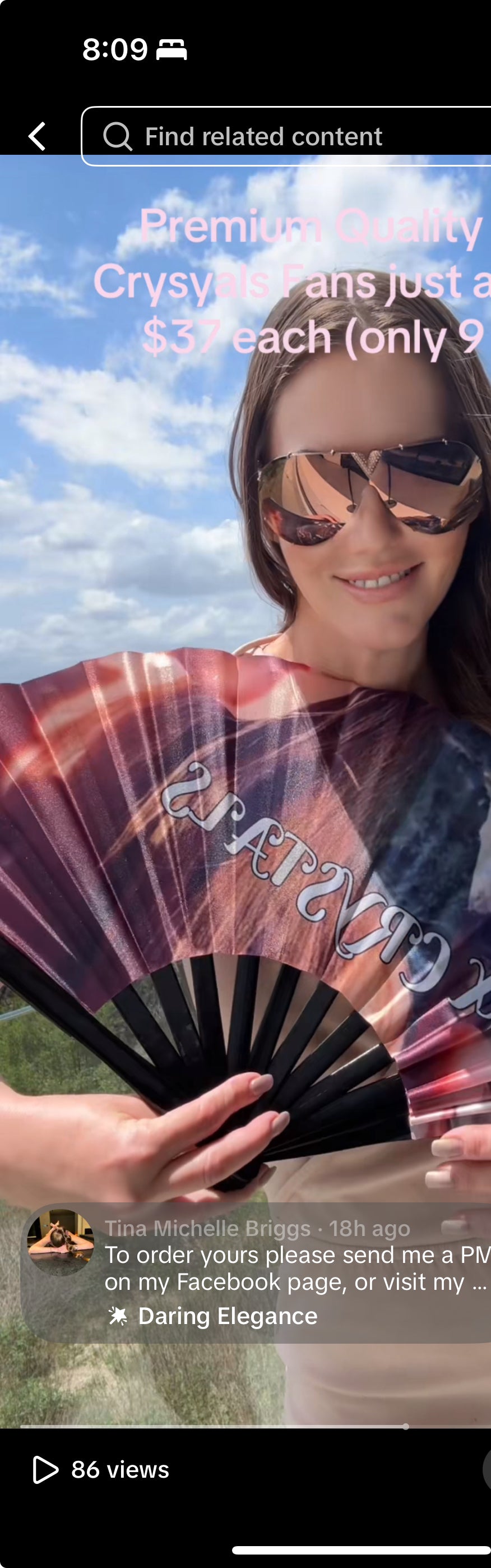 ATX Crystals Bamboo Luxury XXL Fan 26” when opened