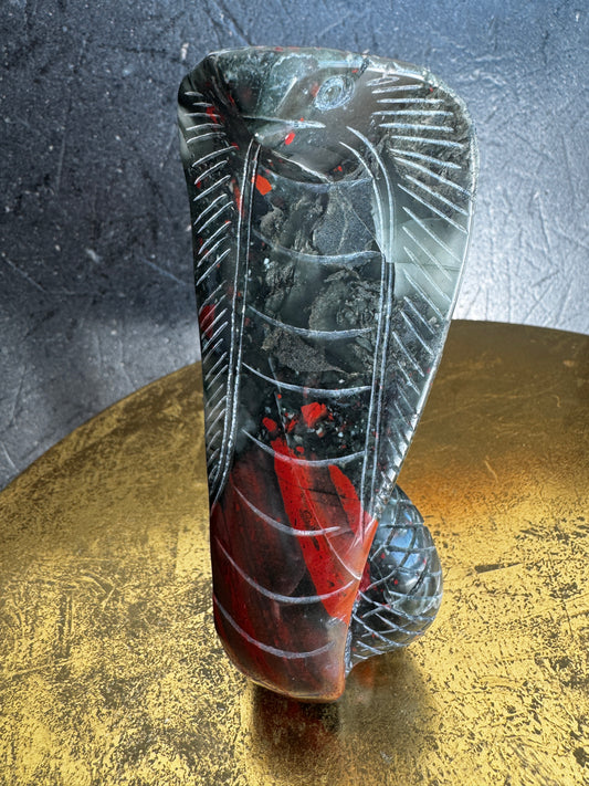 African Bloodstone Snake Serpent Hand Carved Crystal Year of the Snake