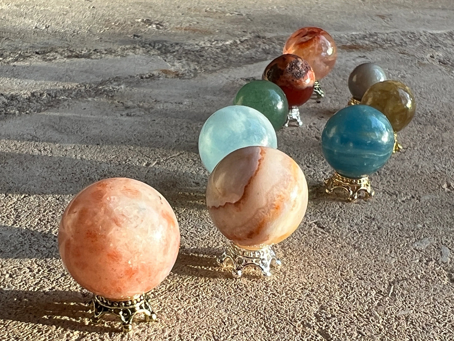 Solar System Crystal Mini Sphere Set 9 FREE STANDS