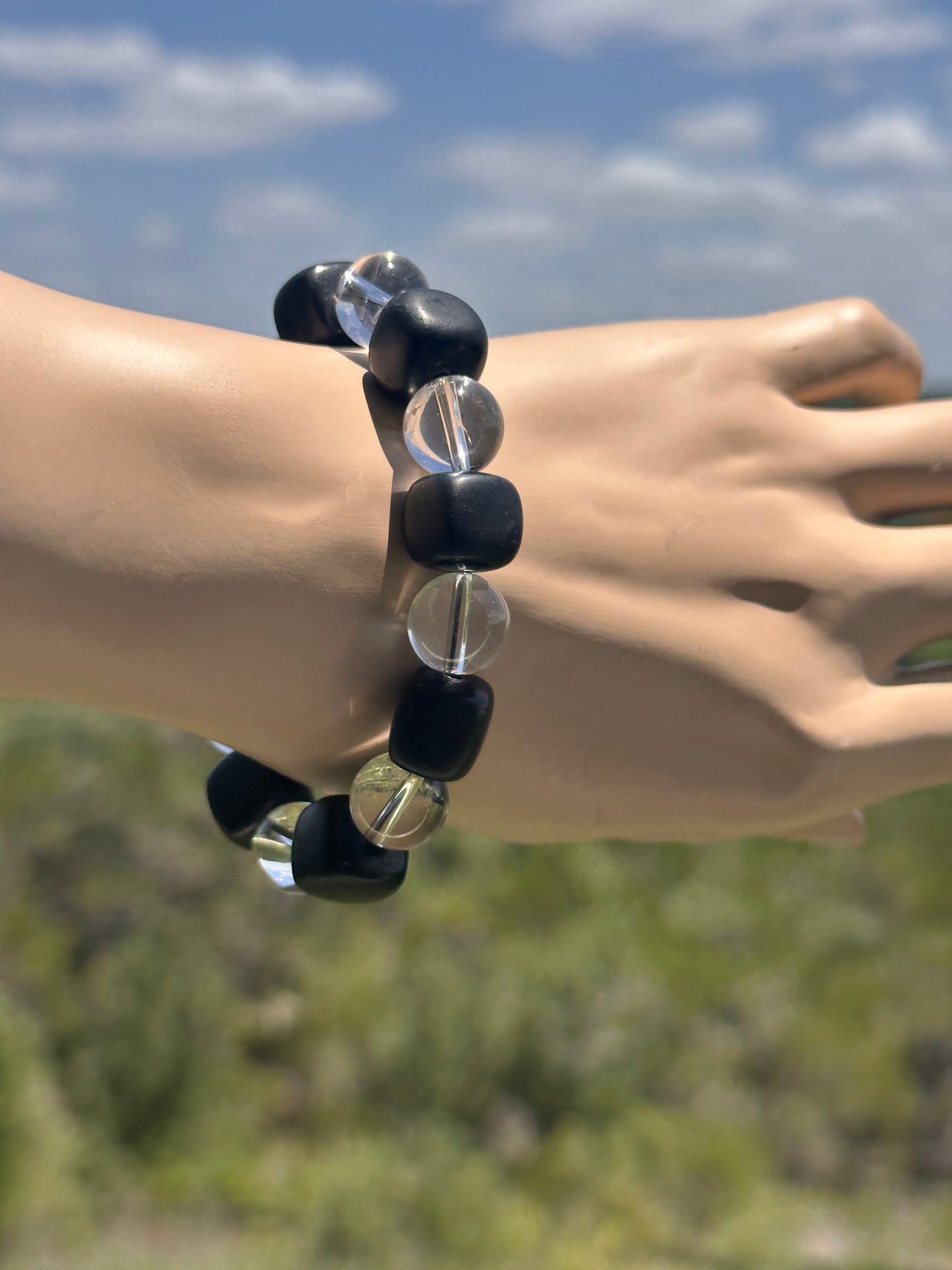 EMF Protection Amplified Clear Quartz and Shungite Custom TMB Bracelet