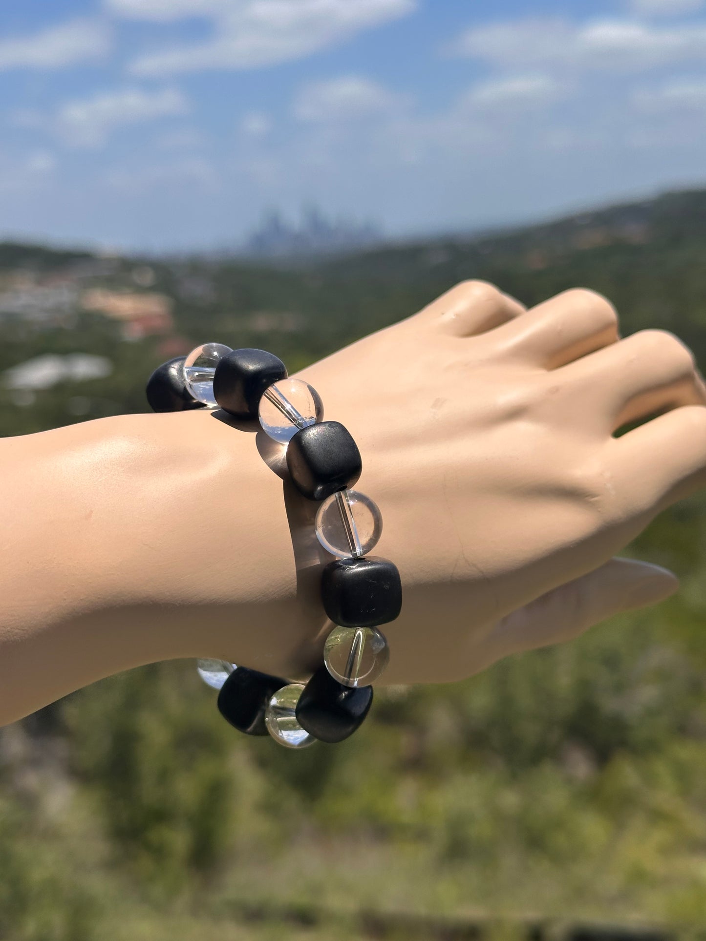 EMF Protection Amplified Clear Quartz and Shungite Custom TMB Bracelet