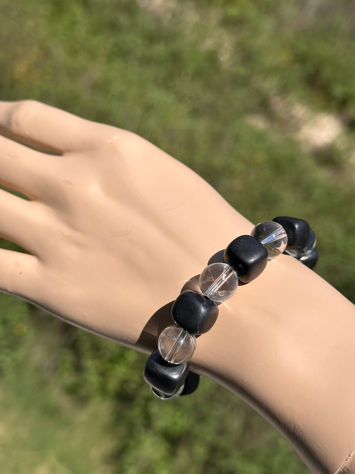 EMF Protection Amplified Clear Quartz and Shungite Custom TMB Bracelet