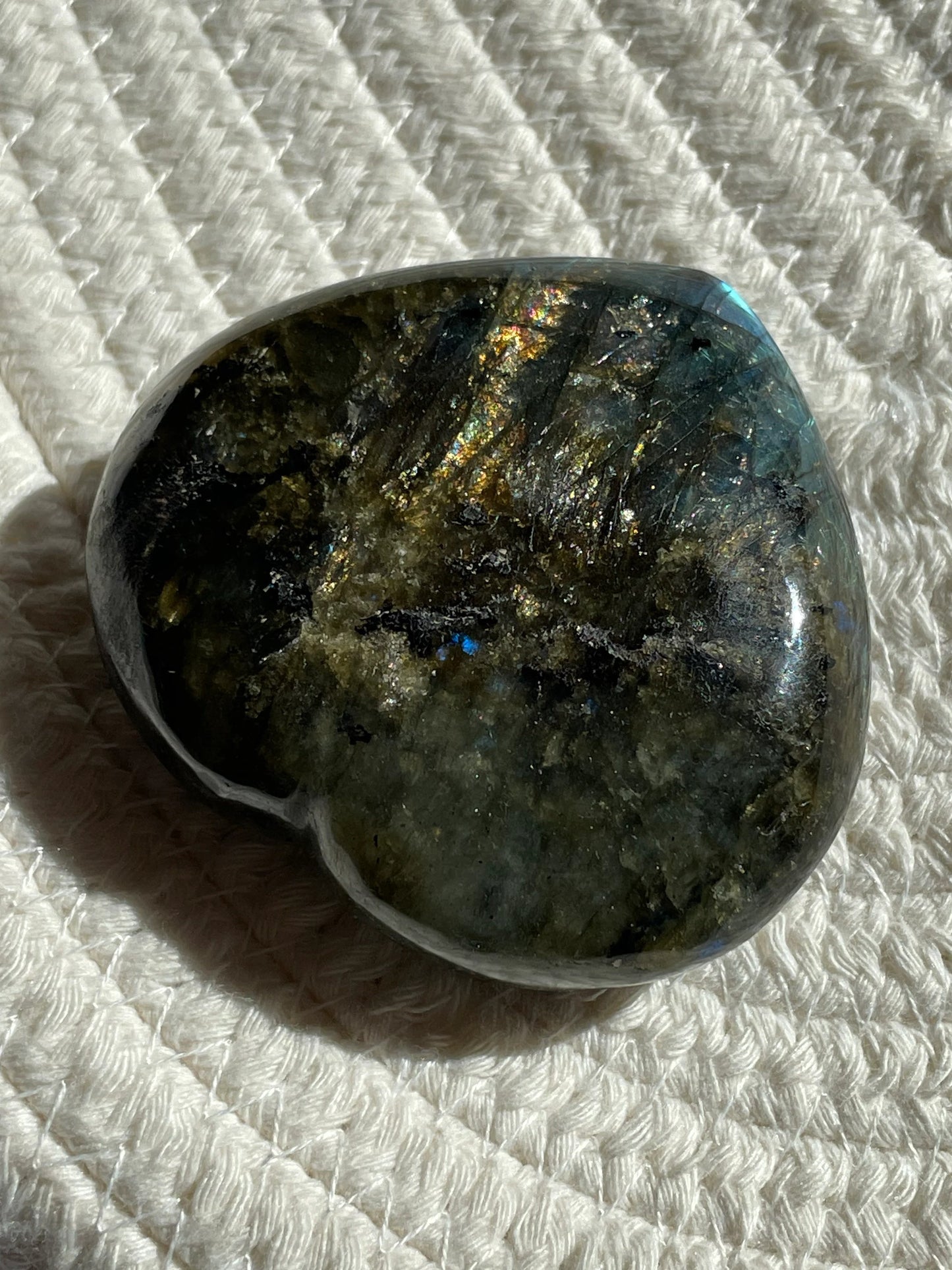 Labradorite Metallic Heart Crystal 133 Grams