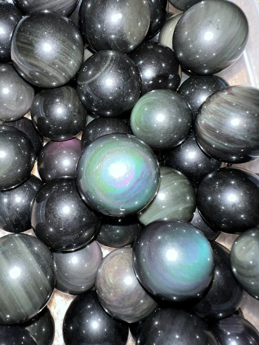 Galactic -75” to 1” Rainbow Obsidian Crystal Sphere