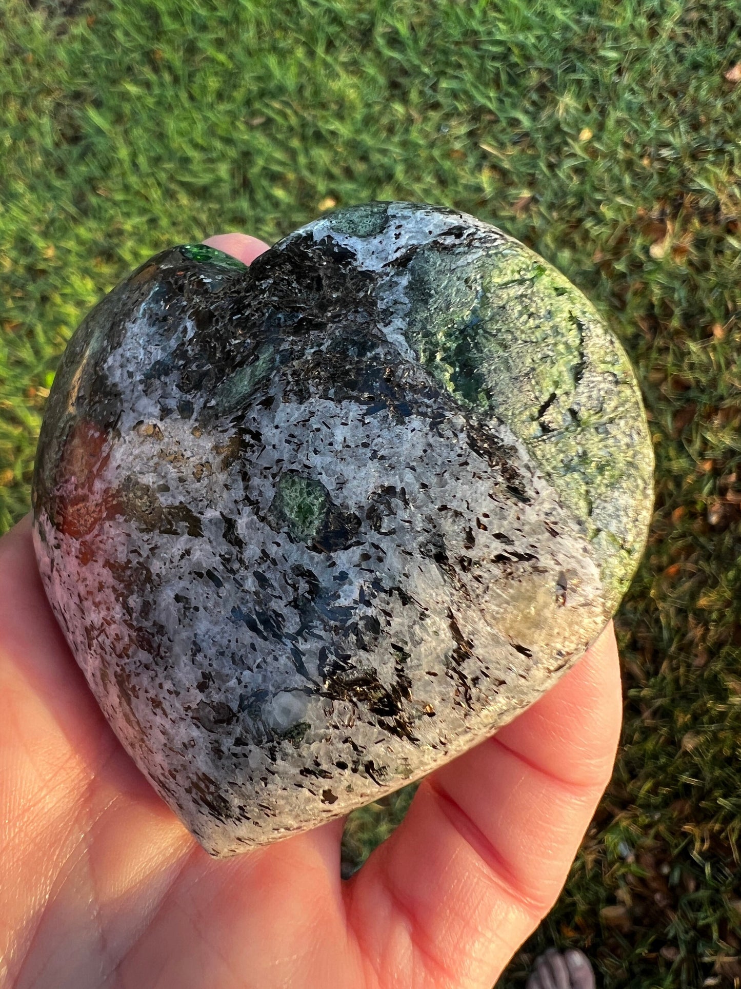 Gemstone Chrome Diopside Puffy Crystal Heart 372 Grams