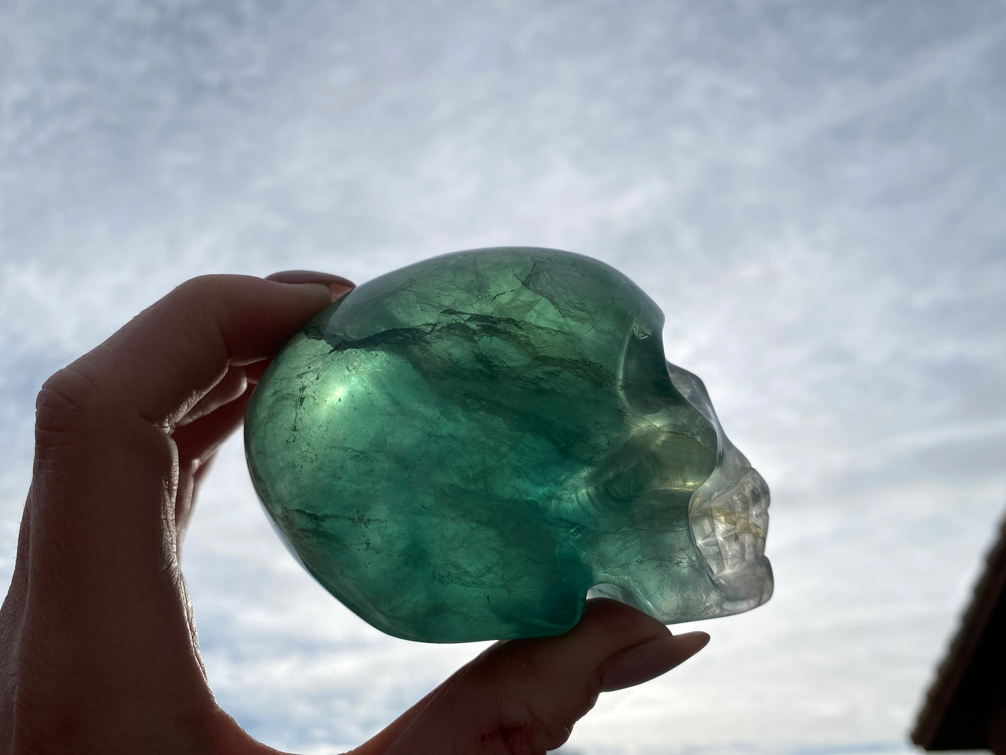 Green Fluorite Skull