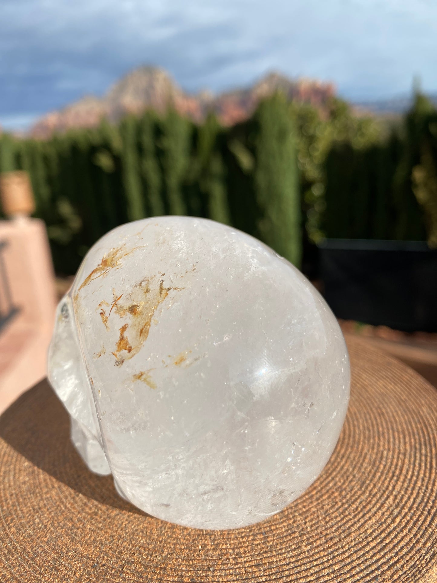 Ultra Healing Clear Quartz Rainbow Skull