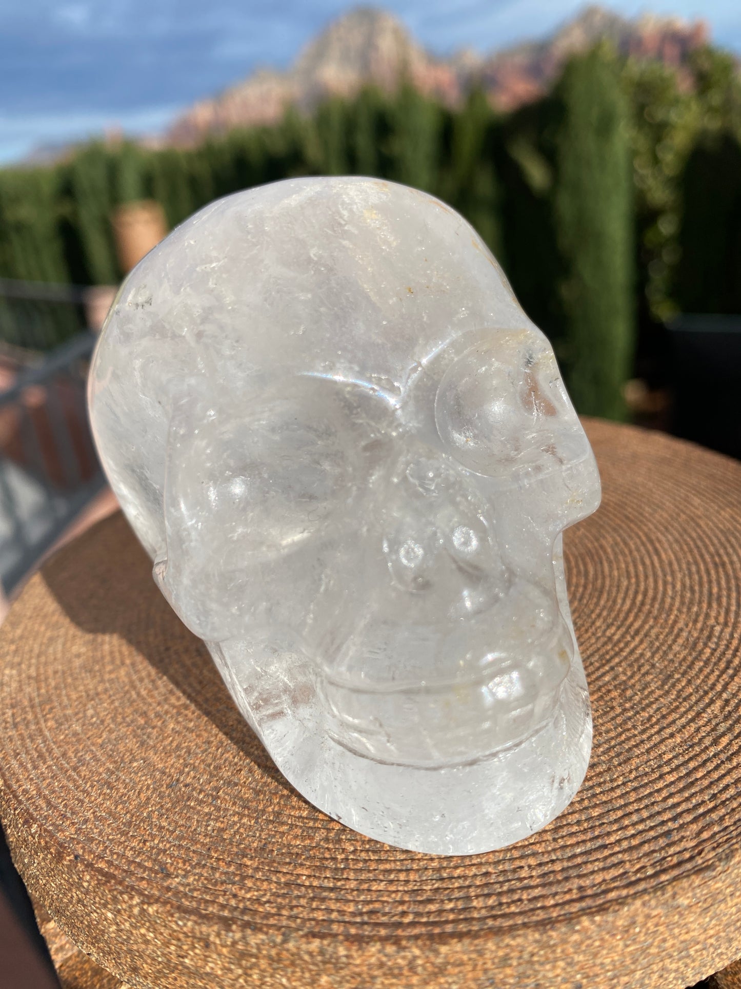 Ultra Healing Clear Quartz Rainbow Skull