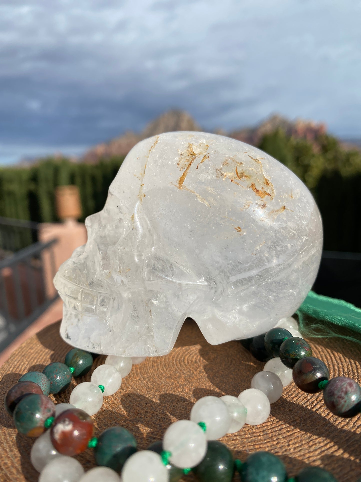 Ultra Healing Clear Quartz Rainbow Skull