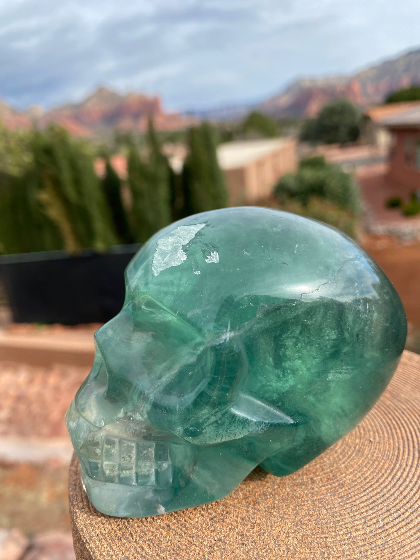 Green Fluorite Skull