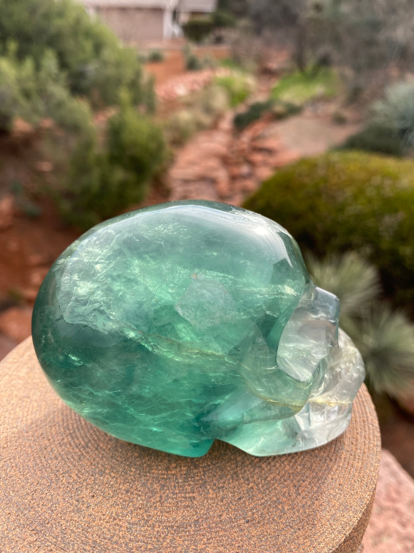 Green Fluorite Skull