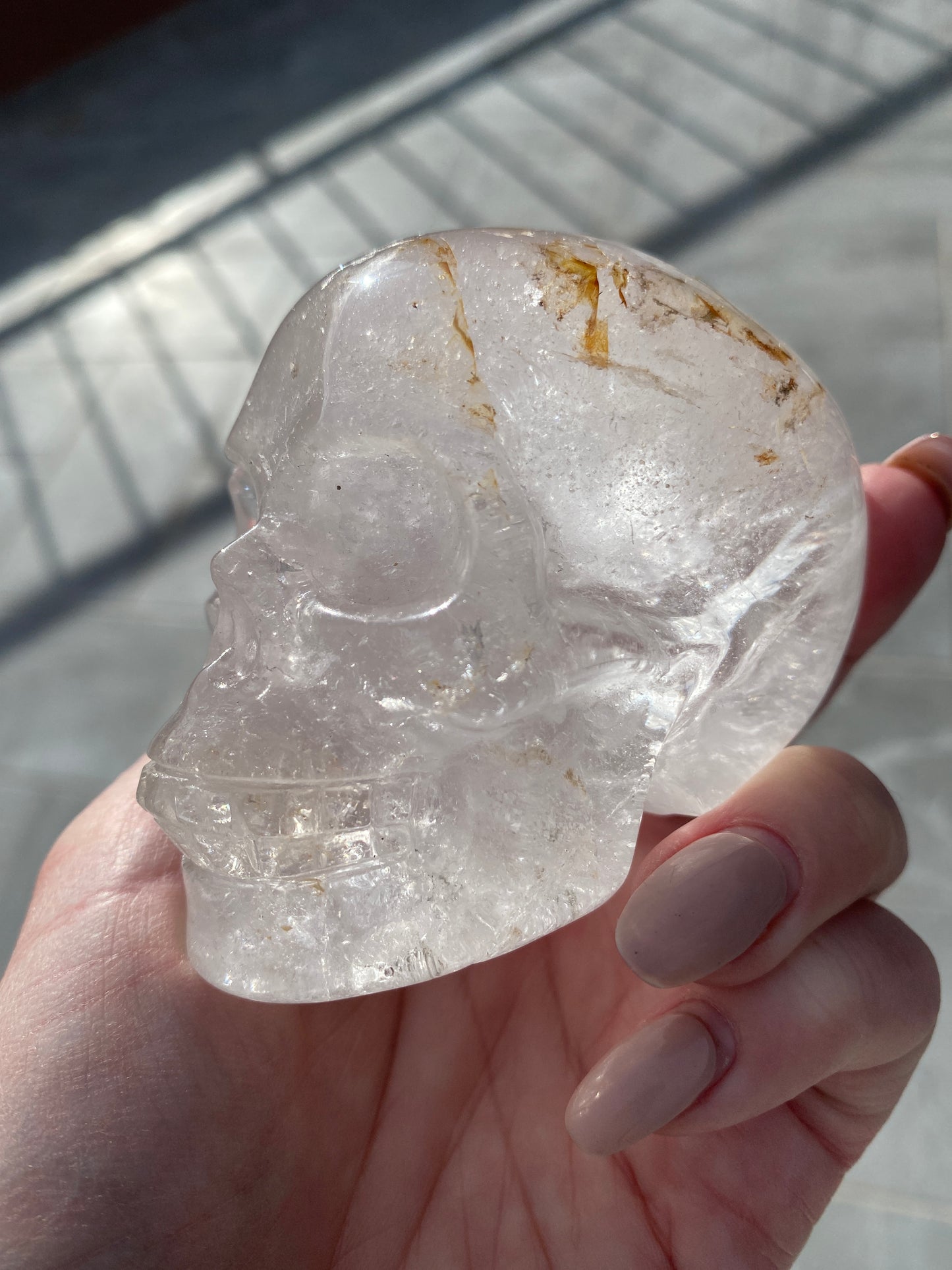 Ultra Healing Clear Quartz Rainbow Skull