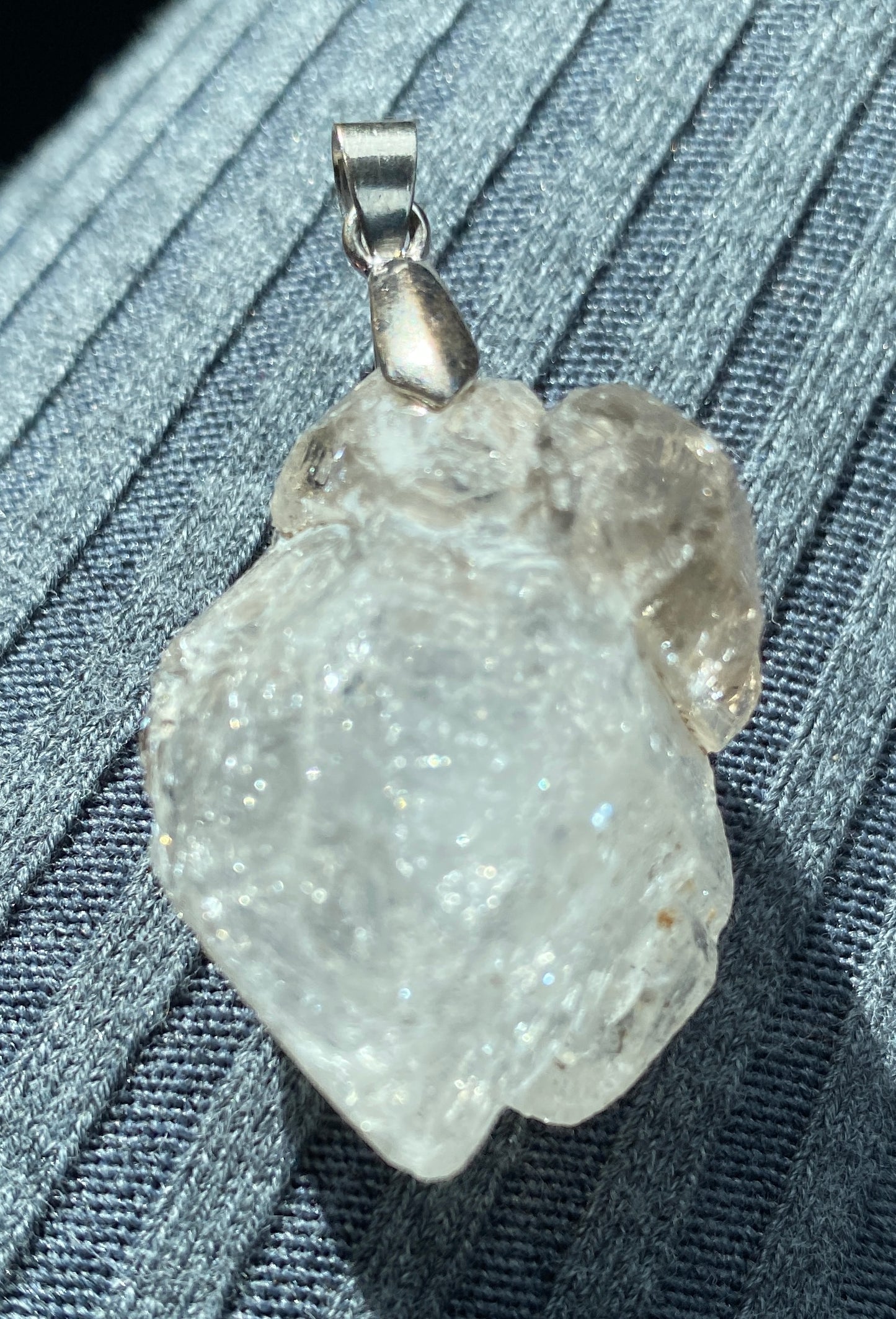 Tibetan Elestial Clear and Smoky Quartz Pendant