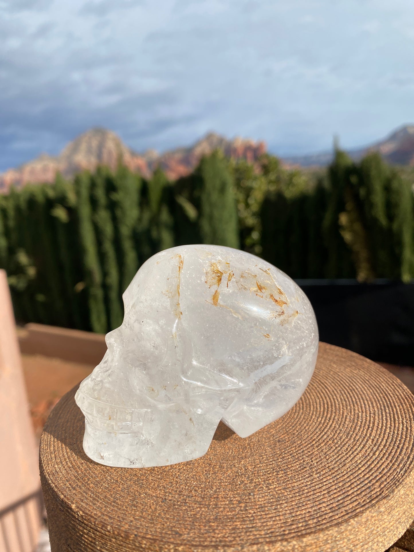 Ultra Healing Clear Quartz Rainbow Skull