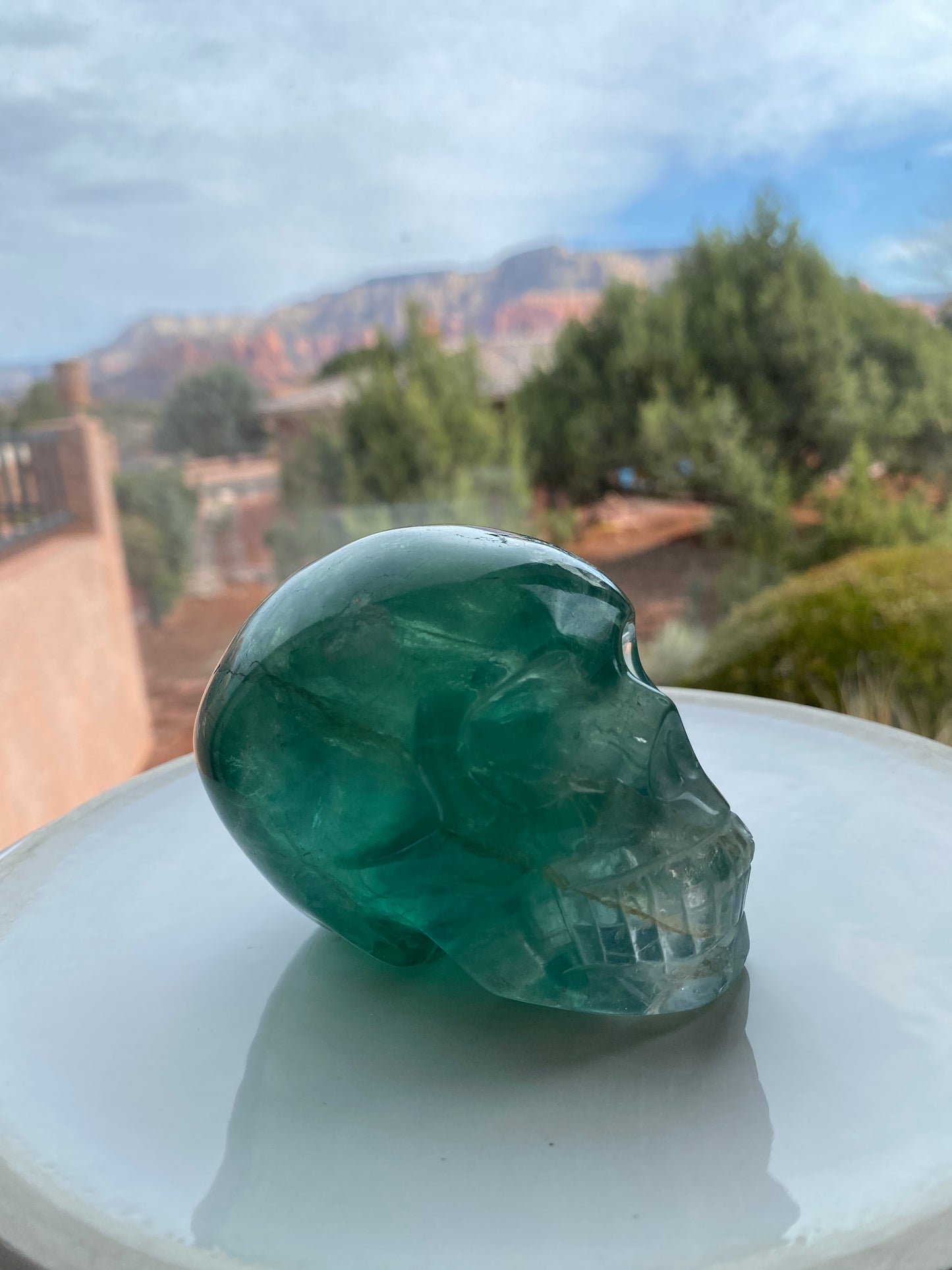 Green Fluorite Skull