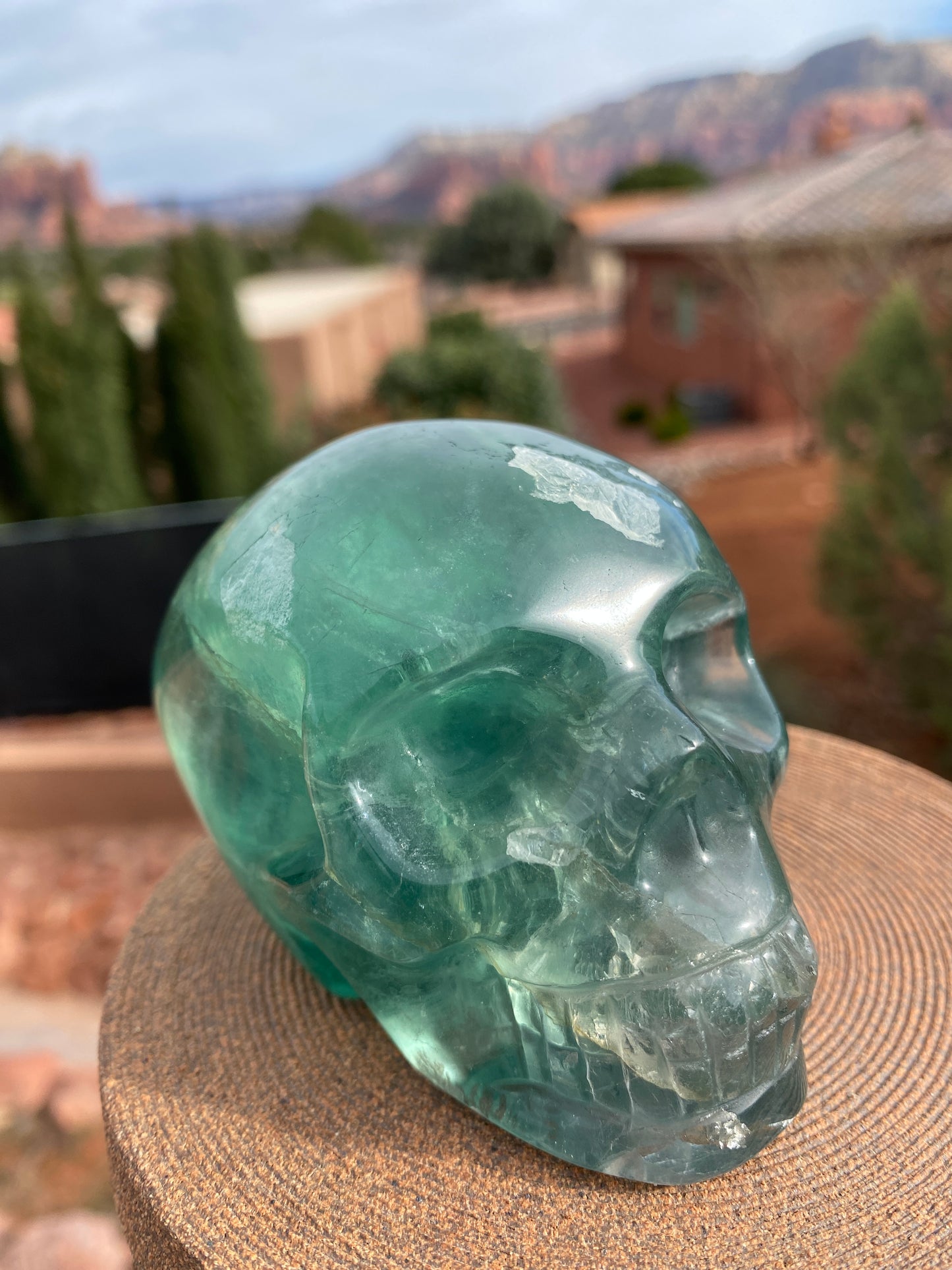 Green Fluorite Skull