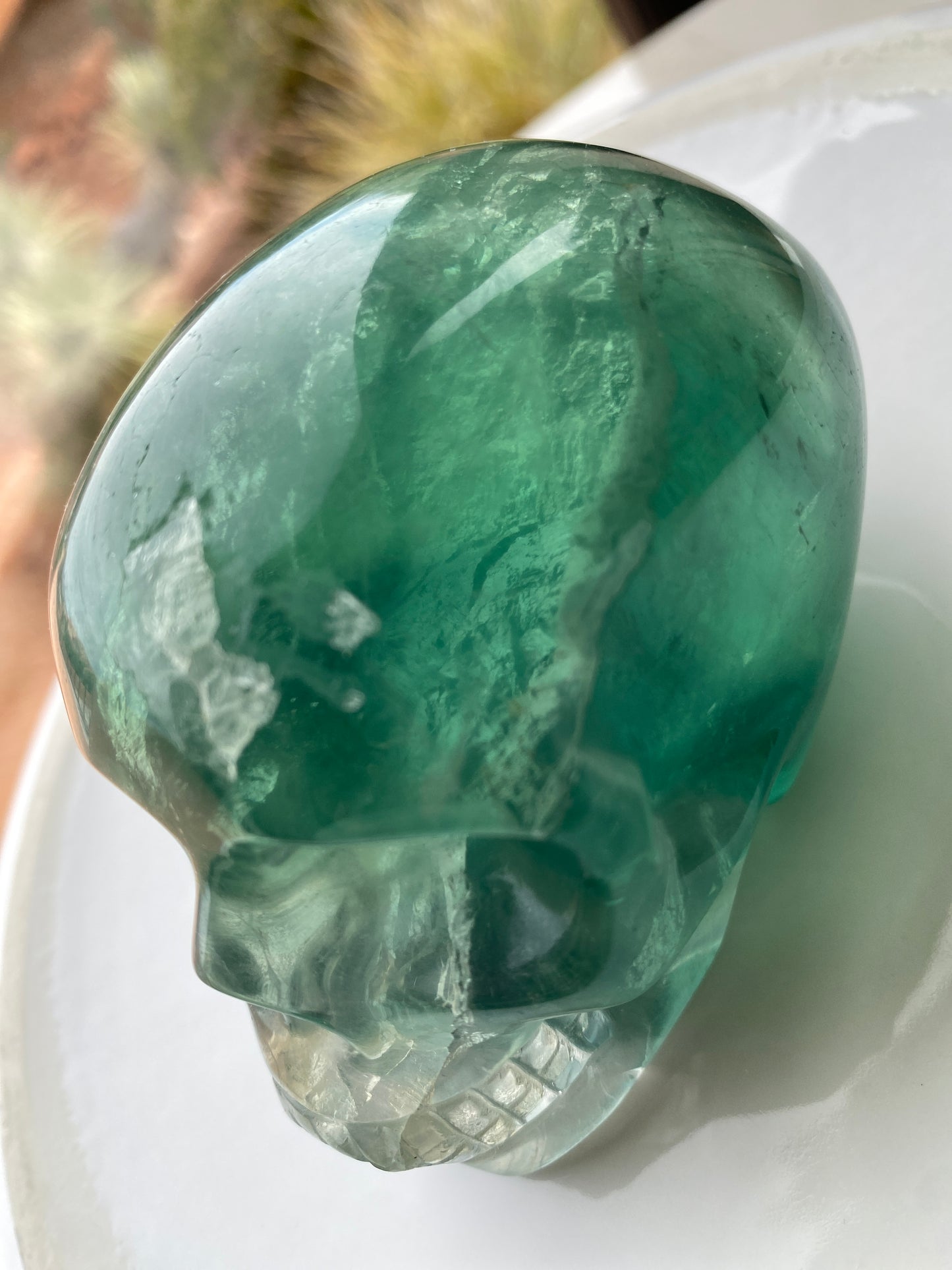 Green Fluorite Skull