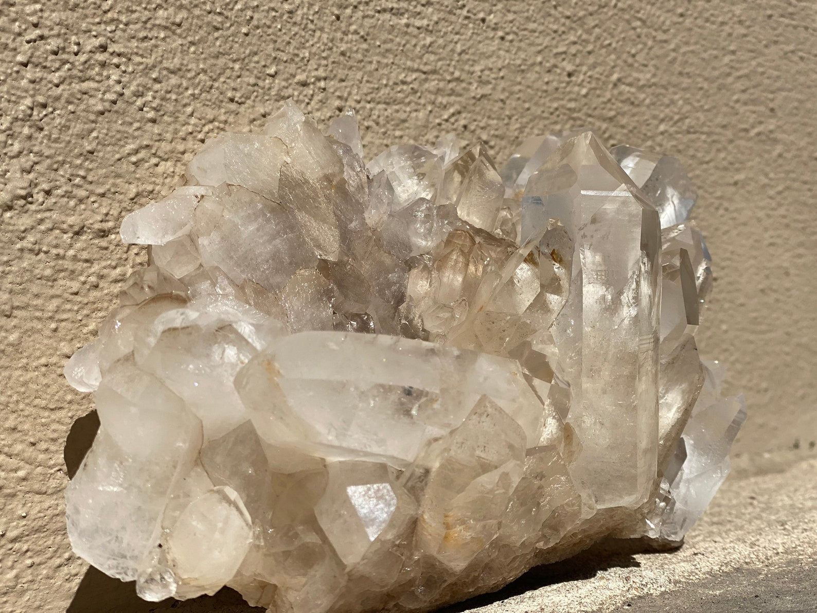 Sun Charged Lemurian Quartz Cluster from Brazil over 2 lbs Rainbows