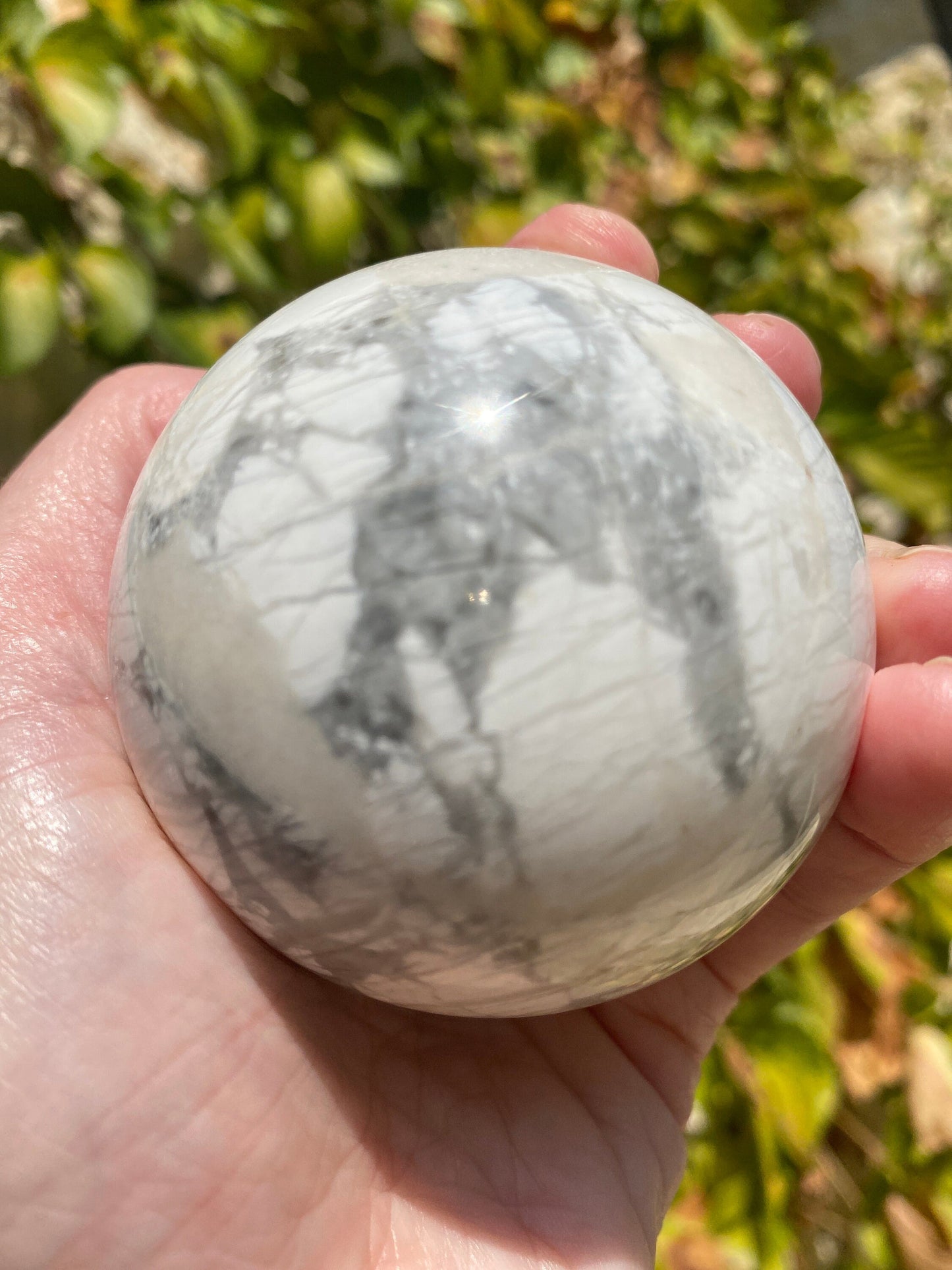 Howlite Sphere 2.5” Emotional Healing Calming Energy Crystal