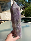 Amethyst &amp; Smoky Quartz 7 LB Generator Giant Tower Rainbows 1’ Tall