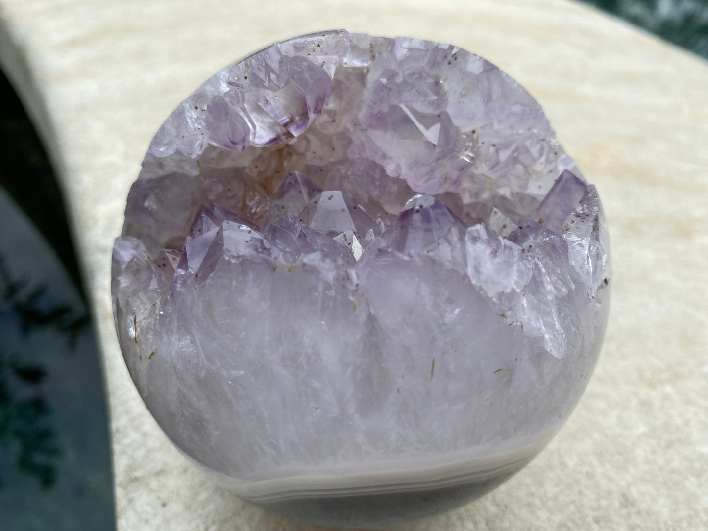 Amethyst Gem Geode Agate Crystal Sphere 4” Amazing Quality