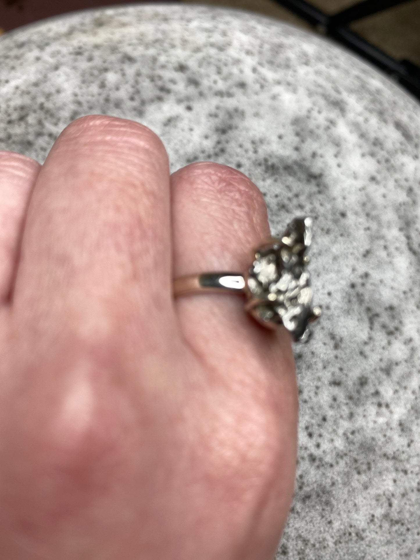 Meteorite Ring Set in .925 Sterling Silver sz 9