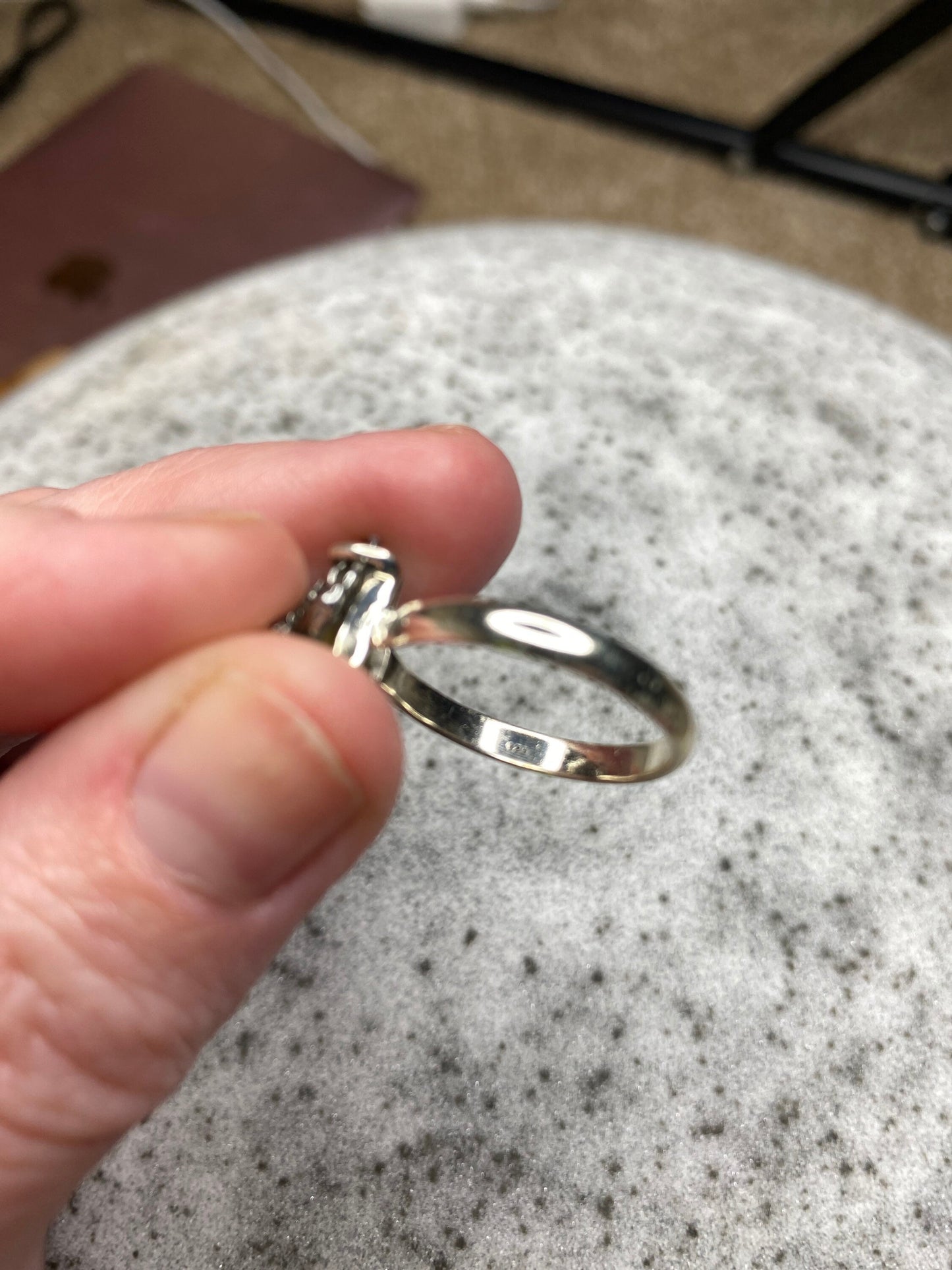 Meteorite Ring Set in .925 Sterling Silver sz 9