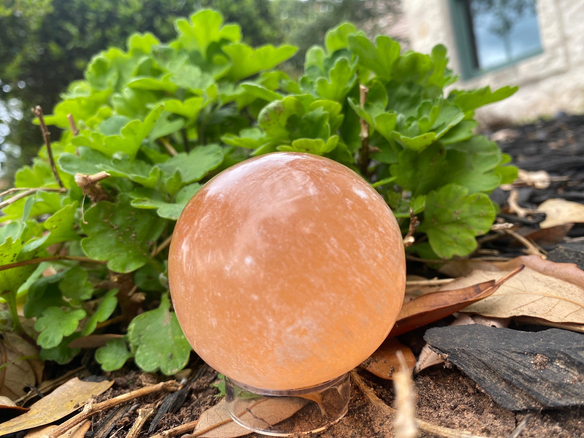 Peach Selenite Sphere 2.5” Moon Crystal