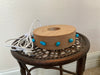 Turquoise Wooden Lit Stand lamp for Crystals