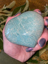 Amazonite Puffy Crystal Heart Carving 277.9 grams 3.5” long