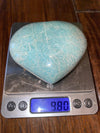 Amazonite Puffy Crystal Heart Carving 277.9 grams 3.5” long