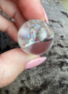 Master Healer Clear Quartz 1” Rainbow Loaded Sphere