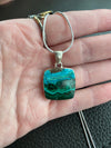 Malachite Chrysocolla 925 Sterling Silver Pendant Free Chain