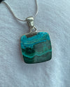 Malachite Chrysocolla 925 Sterling Silver Pendant Free Chain