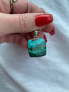 Malachite Chrysocolla 925 Sterling Silver Pendant Free Chain