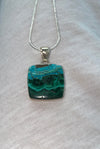 Malachite Chrysocolla 925 Sterling Silver Pendant Free Chain