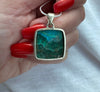 Malachite Chrysocolla 925 Sterling Silver Pendant Free Chain