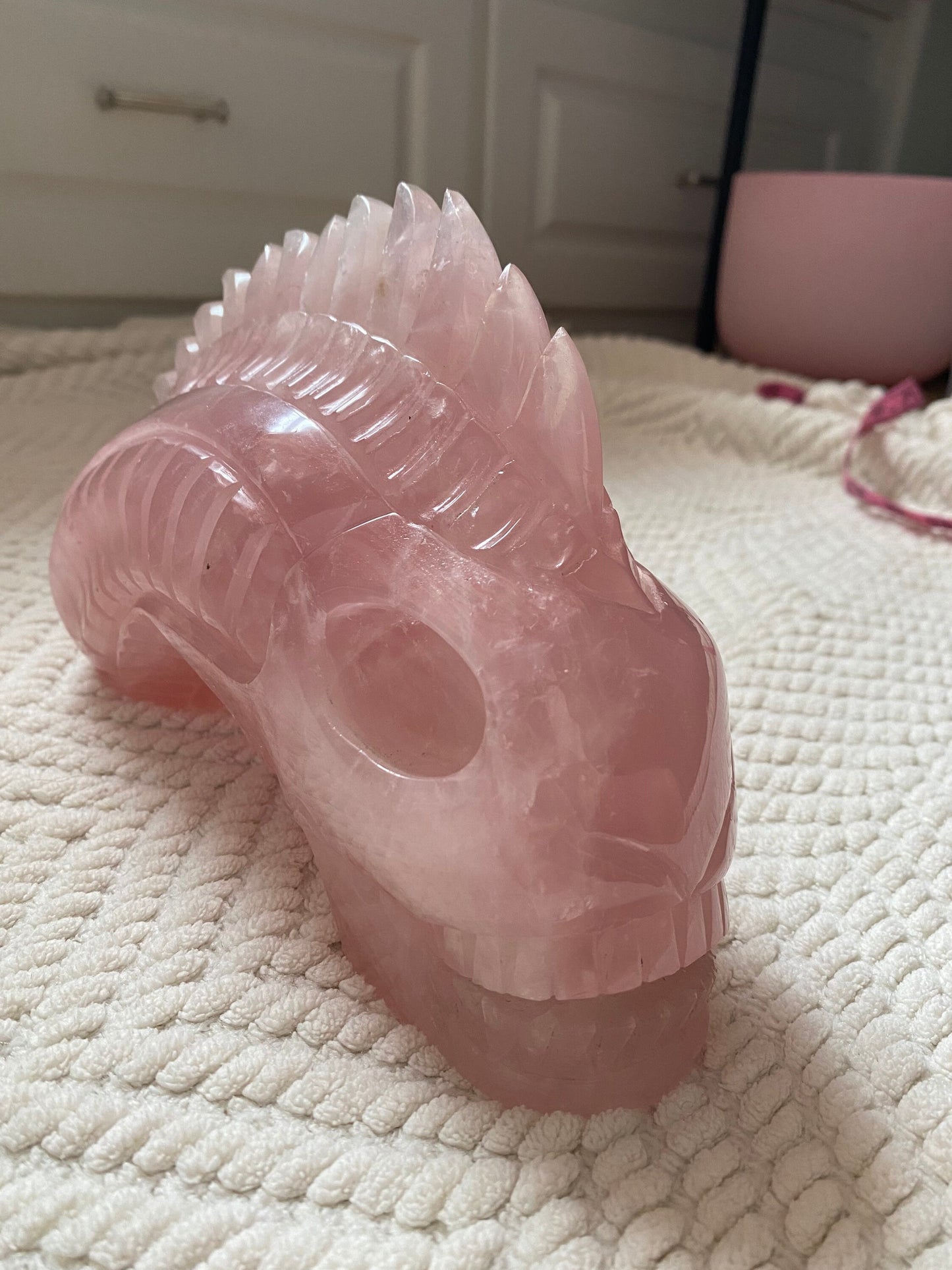 Top Quality Pink Rose Quartz Hand Carved Serpent 6 lbs