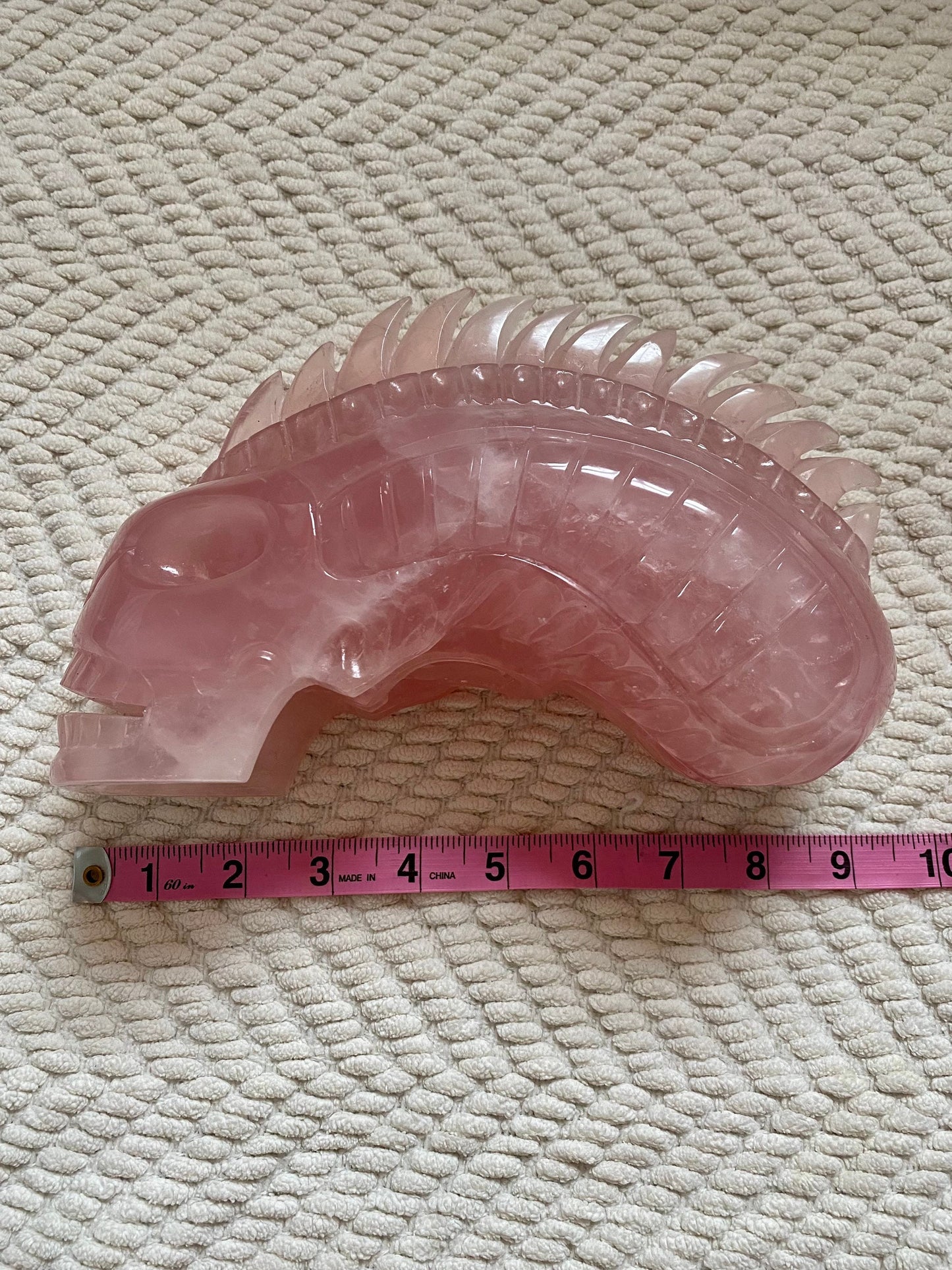 Top Quality Pink Rose Quartz Hand Carved Serpent 6 lbs