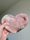 Pink Amethyst Druzy Heart-shaped Stone