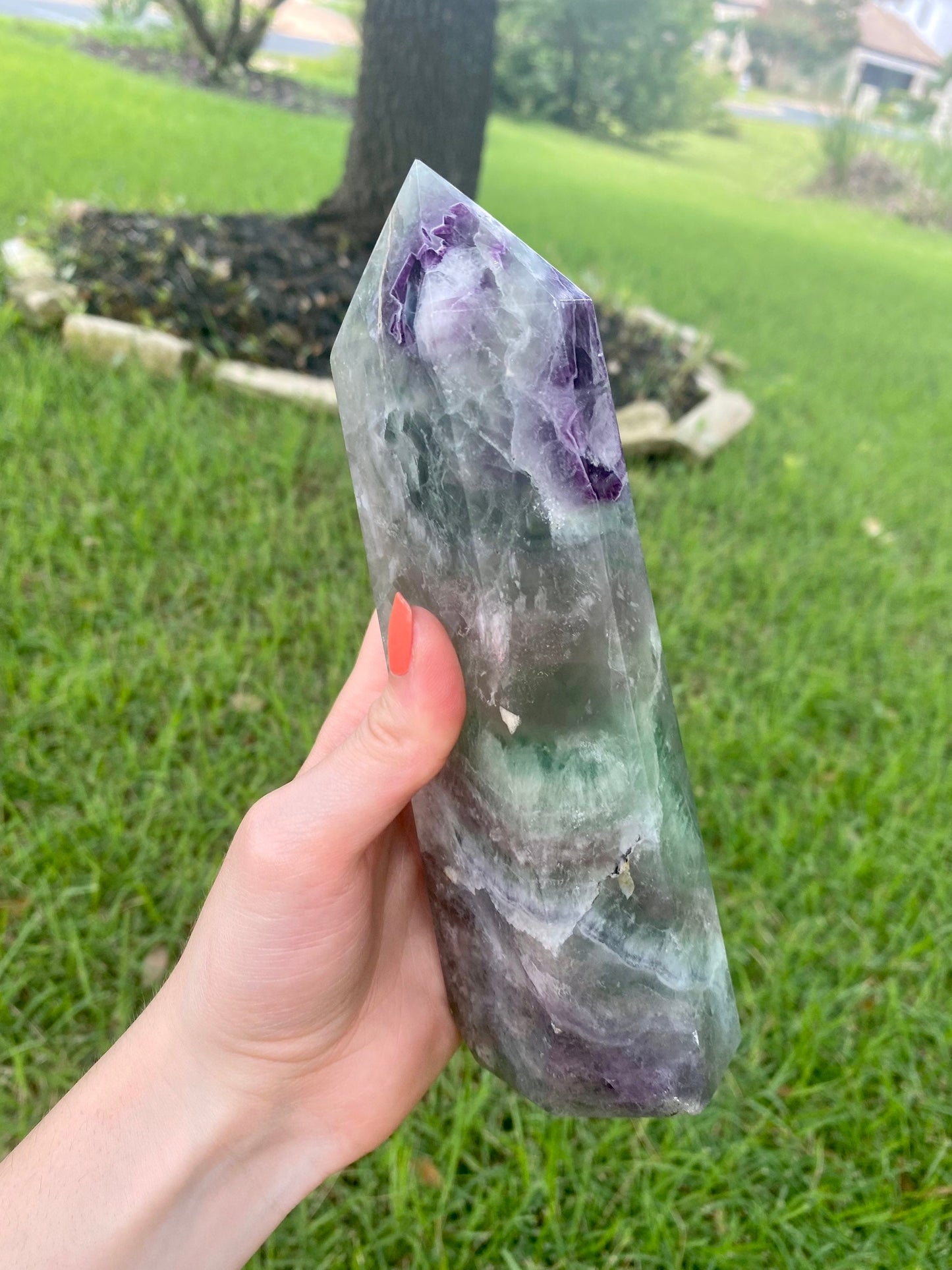 Generator Tower Rainbow Fluorite 1043g