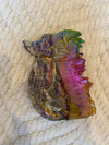 Bright Rainbow Aura Quartz Seahorse Carving 6.19 oz