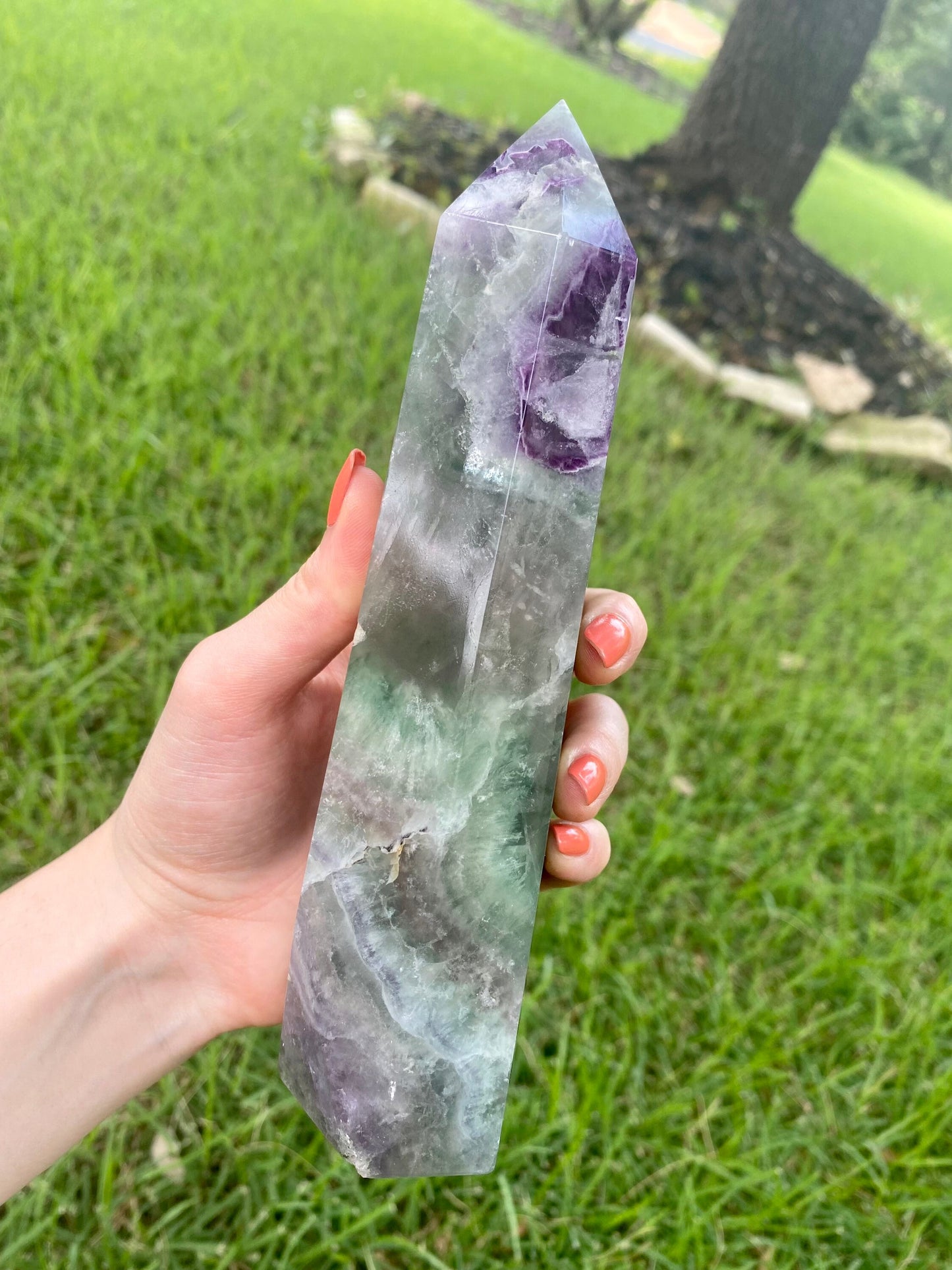 Generator Tower Rainbow Fluorite 1043g