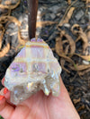 Large Aura Quartz Agate Owl Natural Points 507.8 G