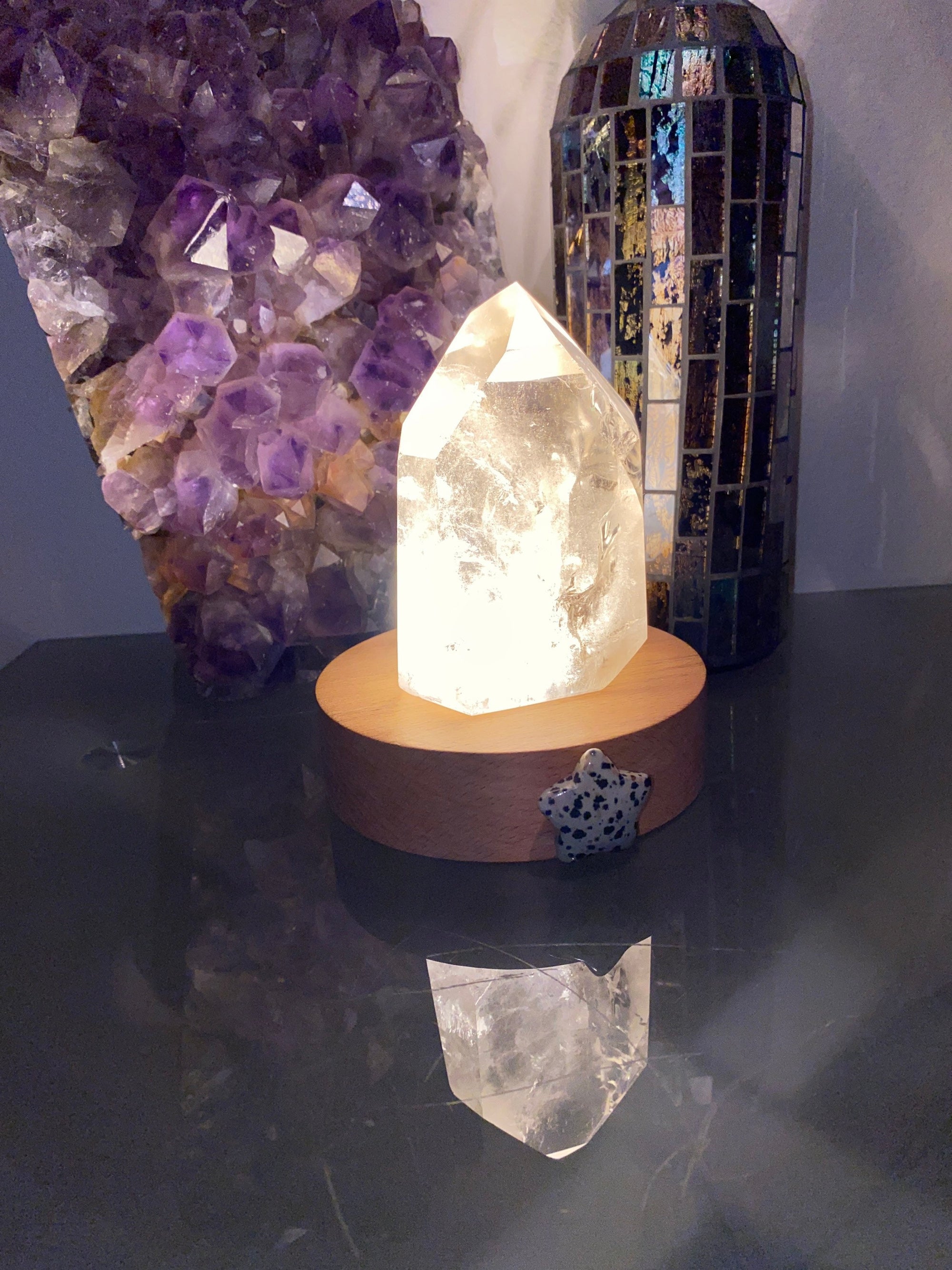 Pale Brazilian Smoky Citrine Point Lamp Filled with Rainbows 4.75” 774 G